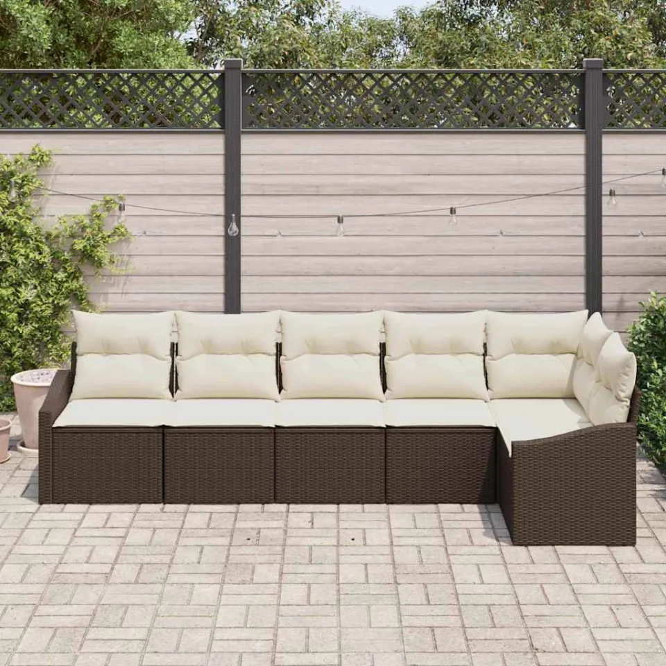 vidaXL Bankstel 6 st Bruin poly rattan, foto 3