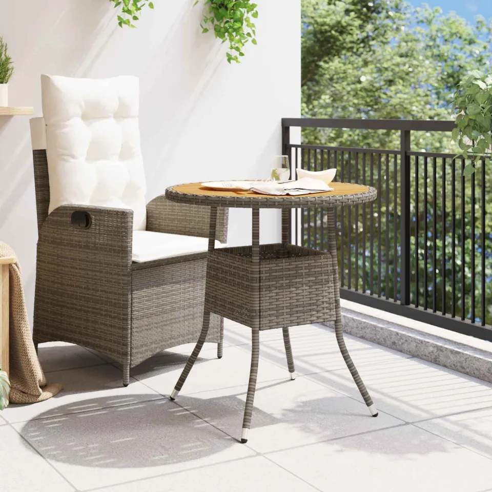 vidaXL Dinertafel Grijs en Acacia 70 x 70 x 73 cm Massief Acaciahout, foto 4