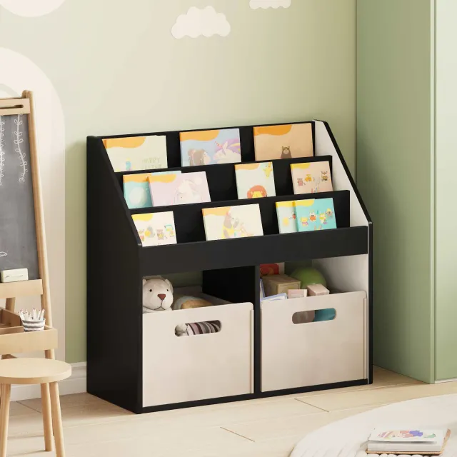 vidaXL Kinderen Boekenkast Zwart 72,5 x 29,5 x 69 cm Bewerkt hout, foto 2