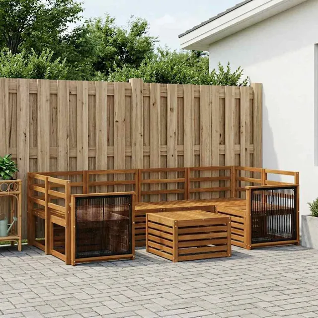 vidaXL Buiten bankenset 7 st 6-zits Naturel Massief Acaciahout