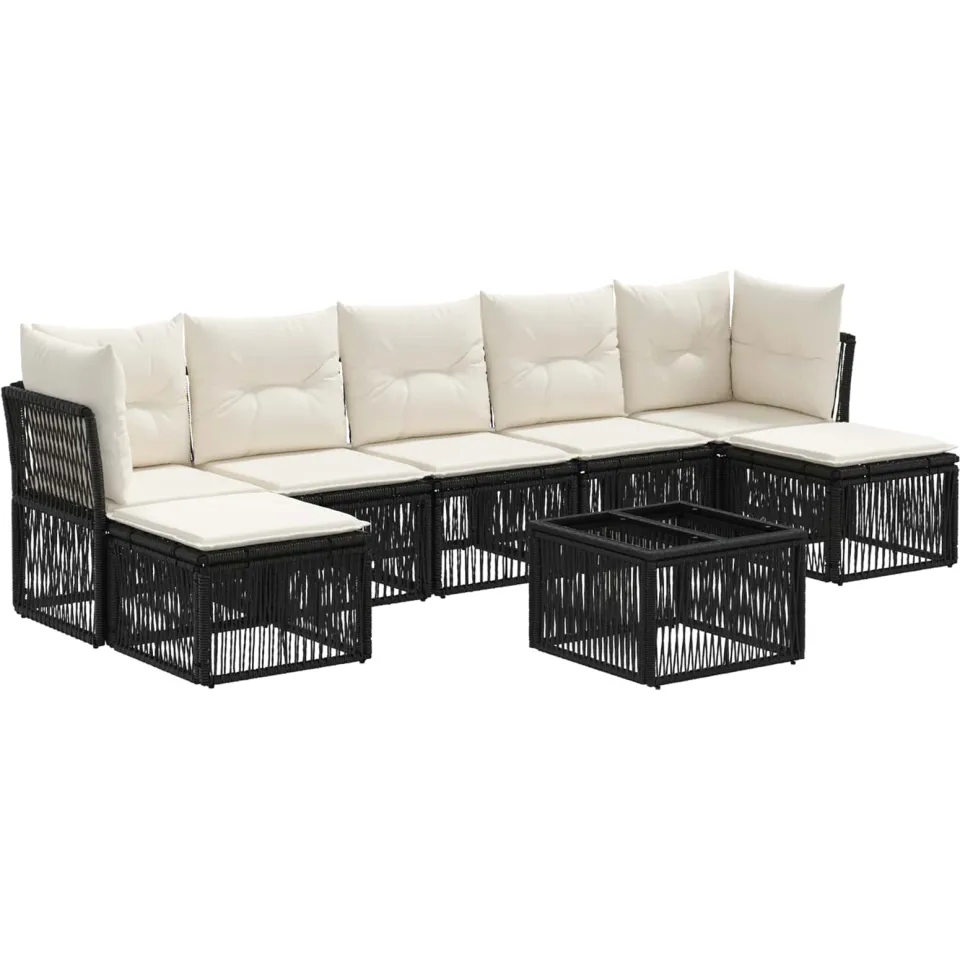 vidaXL Tuinbankenset 8 st Zwart poly rattan