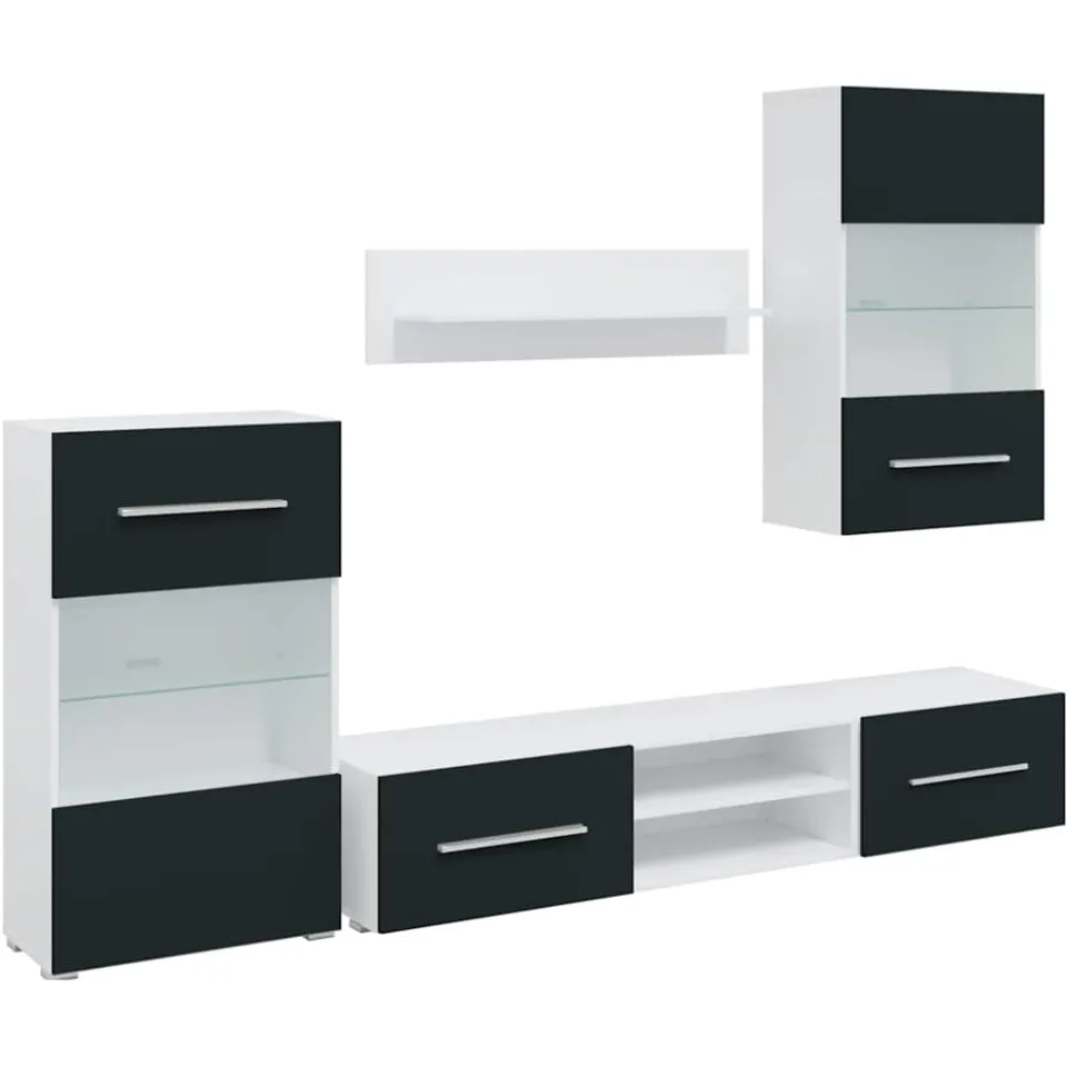 vidaXL 5-delige Tv-meubels met LED-verlichting bewerkt hout matindigo blauw, foto 3
