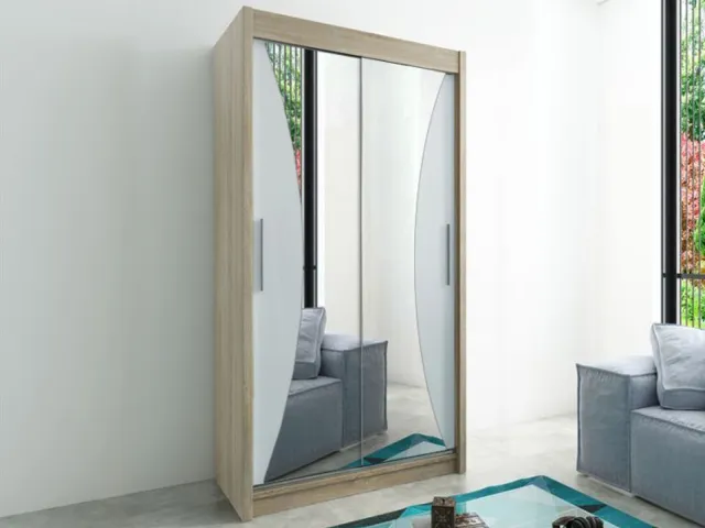 Mobistoxx Kast MONACORNE 2 schuifdeuren 100 cm sonoma/wit
