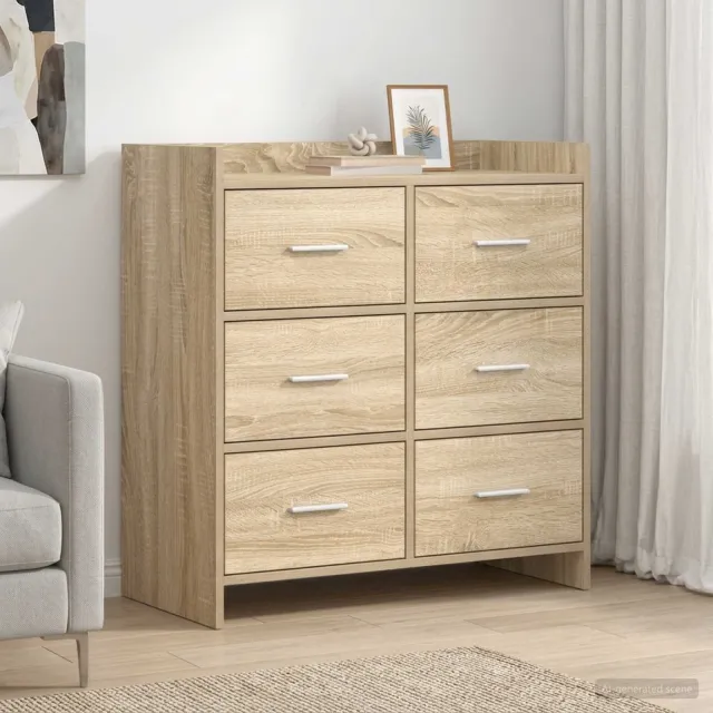 vidaXL Dressoir Sonoma Eiken 75 x 33 x 80 cm Bewerkt hout