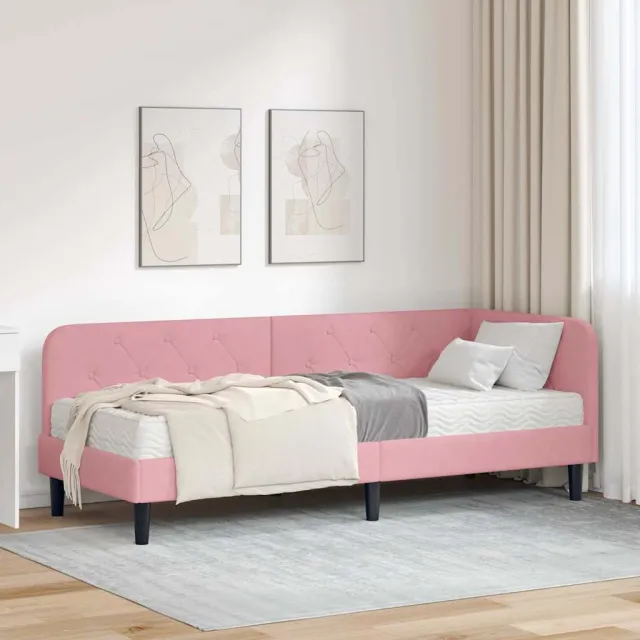 vidaXL Hoekbedframe Roze 80 x 200 cm Fluweel