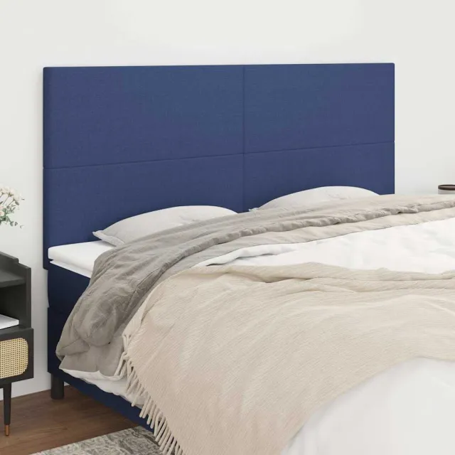 vidaXL Hoofdbord blauw 200x5x118/128 cm stof