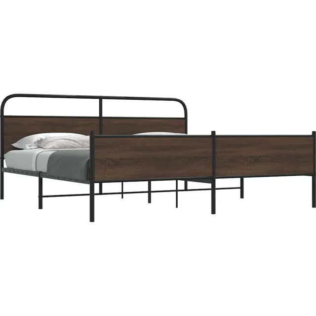vidaXL Bedframe zonder matras metaal bruin eikenkleurig 200x200 cm