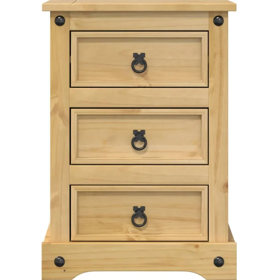 vidaXL Nachtkastje Corona 45x35x64 cm massief grenenhout bruin, foto 4