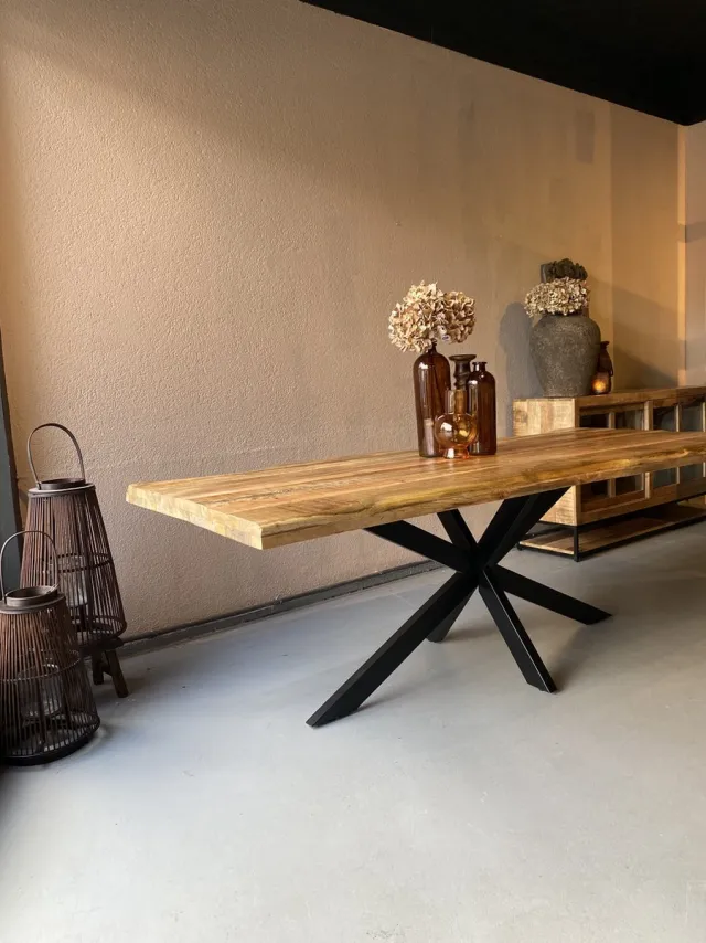 Sfeerwonen Enzo Sfeerwonen en Zo® Eettafel Live Edge 200x90 cm mangohout NATUREL