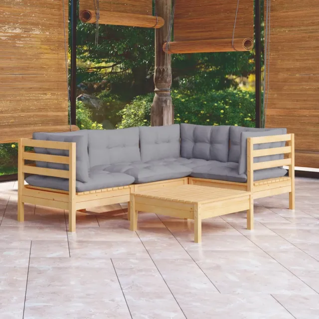 vidaXL 5-delige Loungeset met grijze kussens grenenhout grijs, foto 2