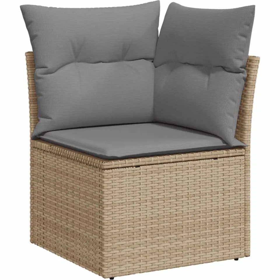 vidaXL 6-delige Loungeset met kussens poly rattan beige, foto 4