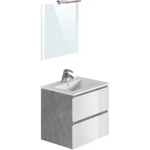 T-bath Badmeubelset Milenio 60cm Wit/cement Glanzend Grijs