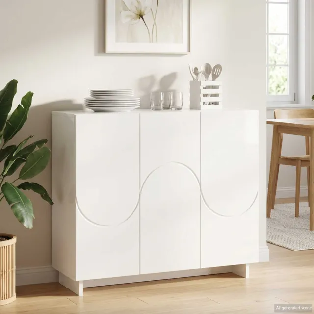 vidaXL Dressoir Hoogglans Wit 85,5 x 31 x 75 cm Bewerkt hout