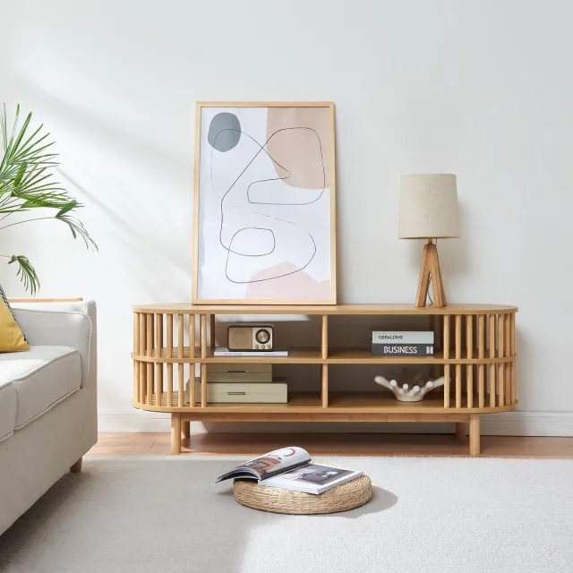 en.casa Tv-meubel Jarvenpaa met 4 open vakken 140x40x50 cm naturel [en.casa]