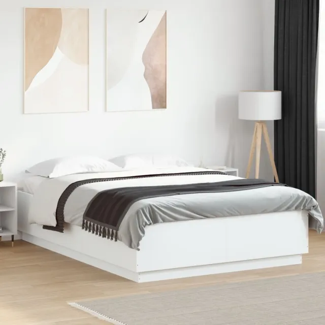 vidaXL Bedframe bewerkt hout wit 150x200 cm