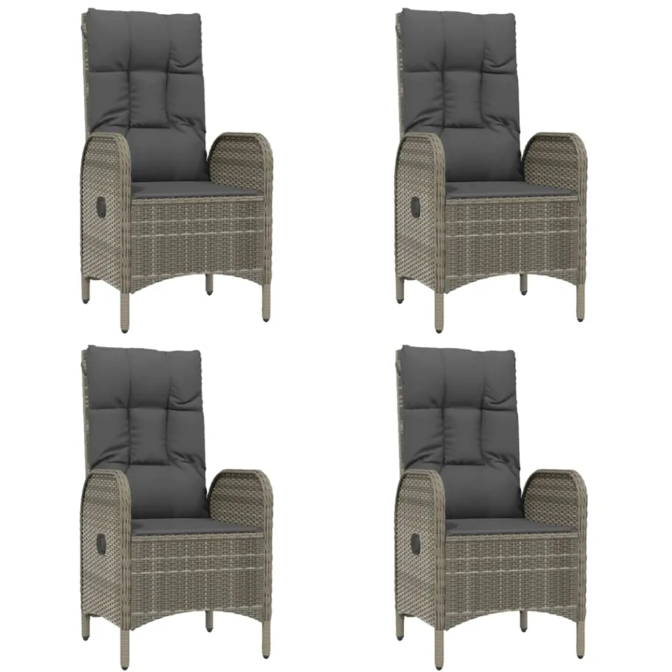 vidaXL 7-delige Tuinset met kussens poly rattan grijs, foto 3