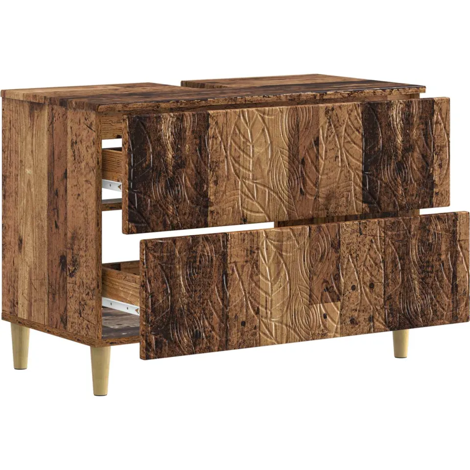 vidaXL Badkamer wastafelkast DELFT Oud hout 82 x 41 x 59 cm Bruin