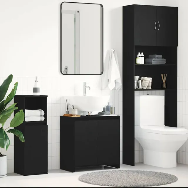 vidaXL Badkamerkast 60x33x60 cm spaanplaat zwart eikenkleurig, foto 2