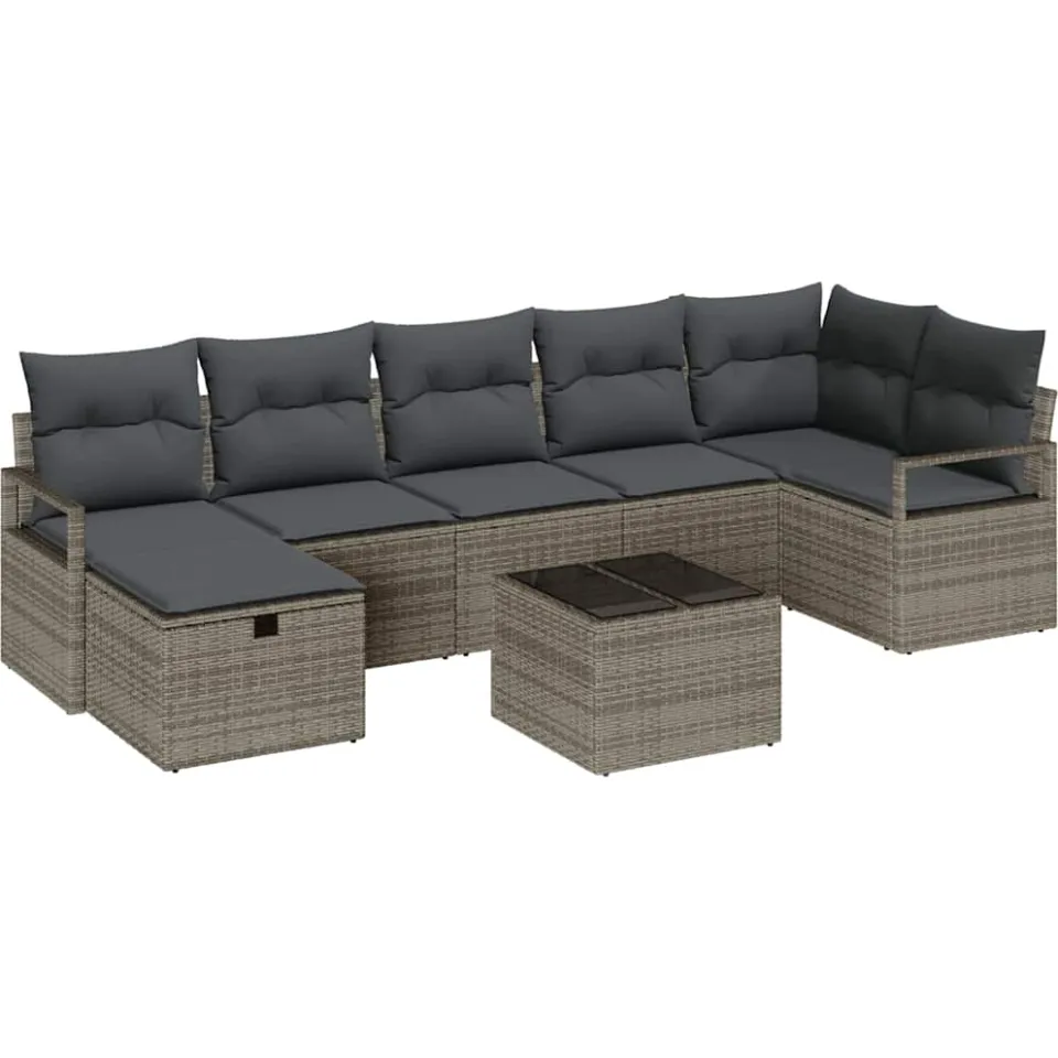 vidaXL Bankstel 4 st poly rattan Grijs