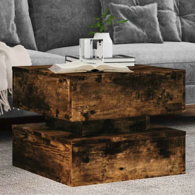 vidaXL Salontafel met metalen poten 50x50x40 cm gerookt eikenkleurig, foto 2