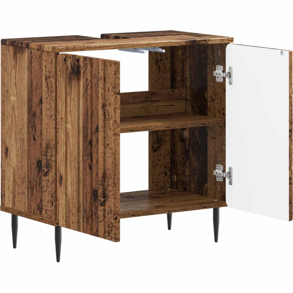 vidaXL Badkamer wastafelkast ZWOLLE Oud hout 59,5 x 31,5 x 59 cm Bruin