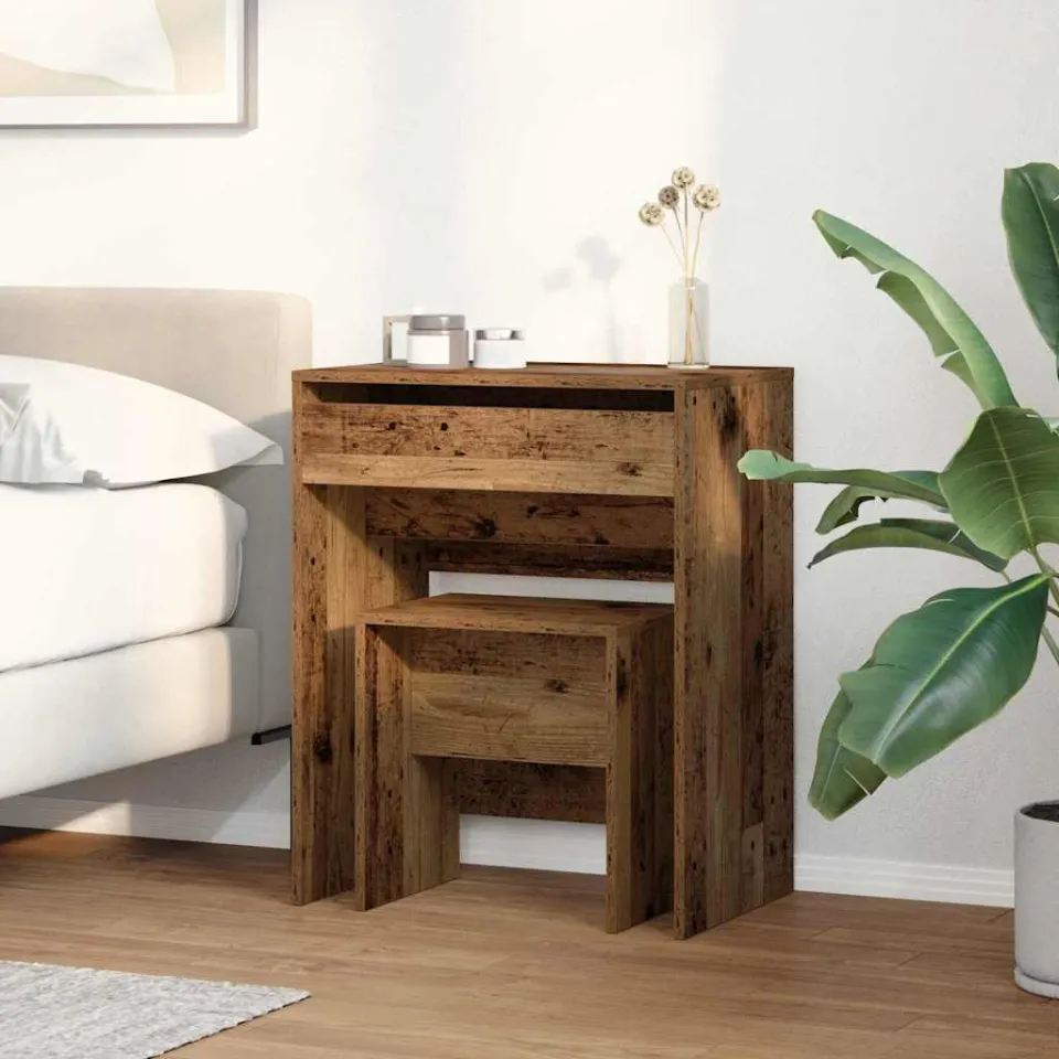 vidaXL Kaptafel 2 st Oud Hout 60 x 40 x 75 cm Bewerkt hout bruin, foto 4