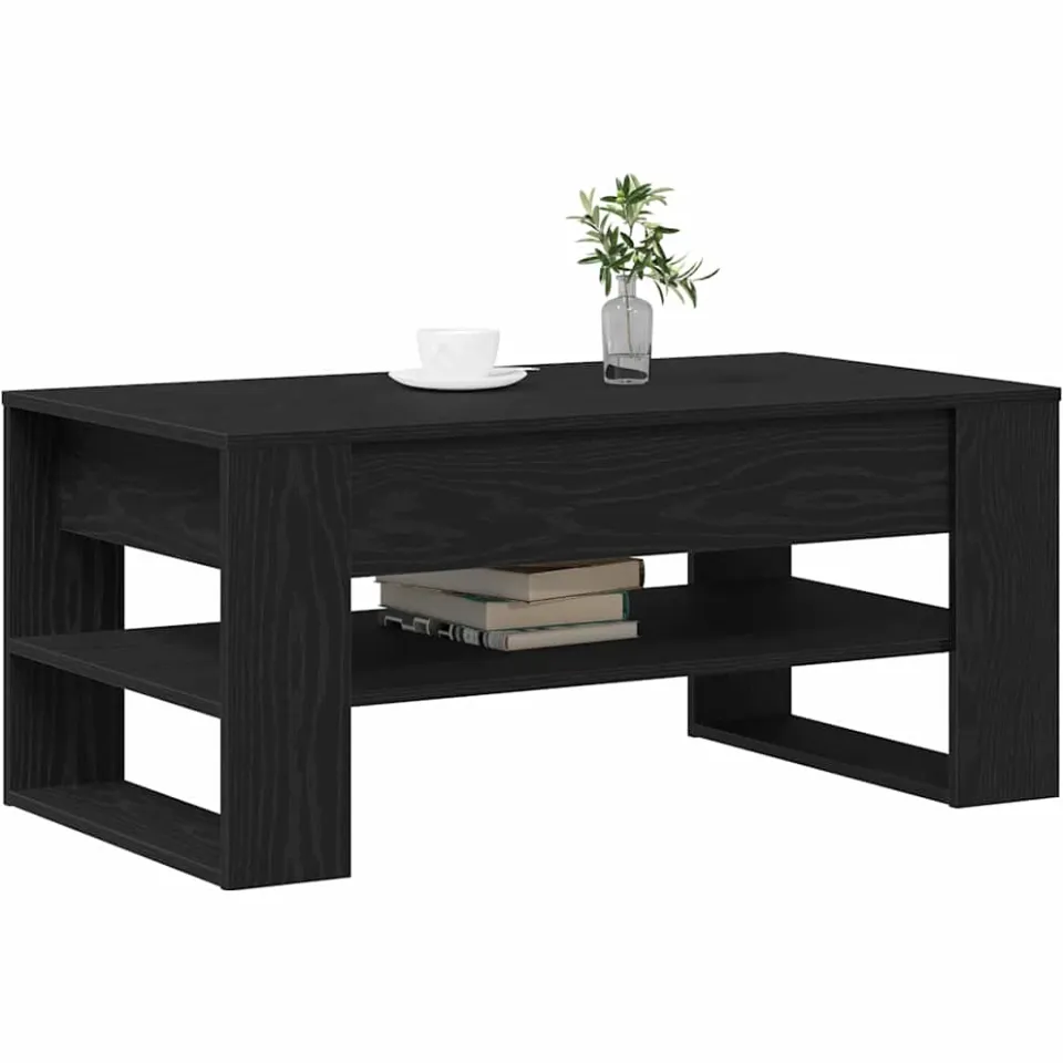 vidaXL Salontafel Zwart Eiken 102 x 55 x 45 cm Bewerkt hout