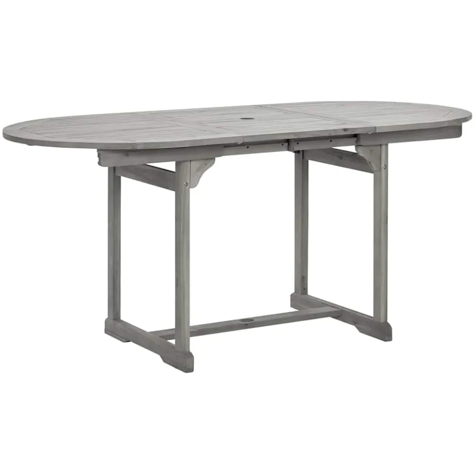 vidaXL Tuintafel (120-170)x80x75 cm massief acaciahout grijs, foto 2