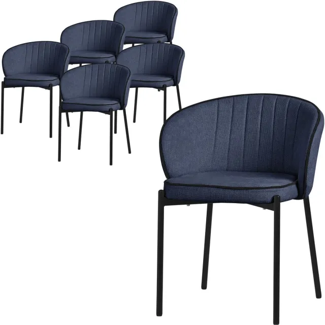 ml-design eetkamerstoelen set 6 stuks donkerblauw gestoffeerde stoelen metalen poten comfortabele moderne dining chairs zachte zitting ergonomische rugleuning voor keuken eettafel woonkamer scandinavisch design eethoek zitstoel set stoelen