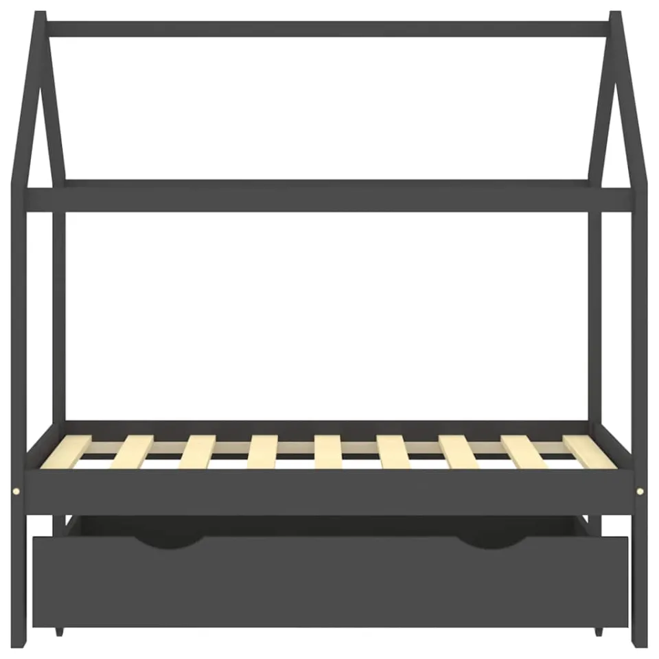 vidaXL Kinderbedframe met lade grenenhout donkergrijs 70x140 cm grijs, foto 3