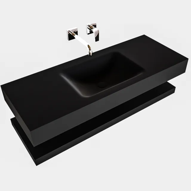 Boss & Wessing Badkamermeubel BWS Ibiza 120 cm met Planchet Solid Surface Mat Zwart (acht varianten)