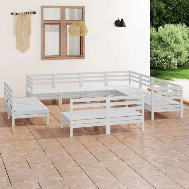 vidaXL 11-delige Loungeset massief grenenhout wit, foto 2