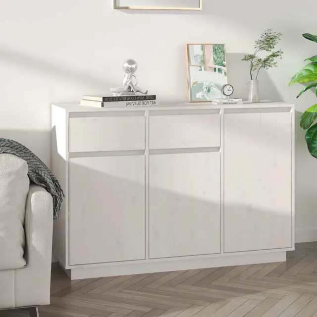 vidaXL Dressoir 110x34x75 cm massief grenenhout wit