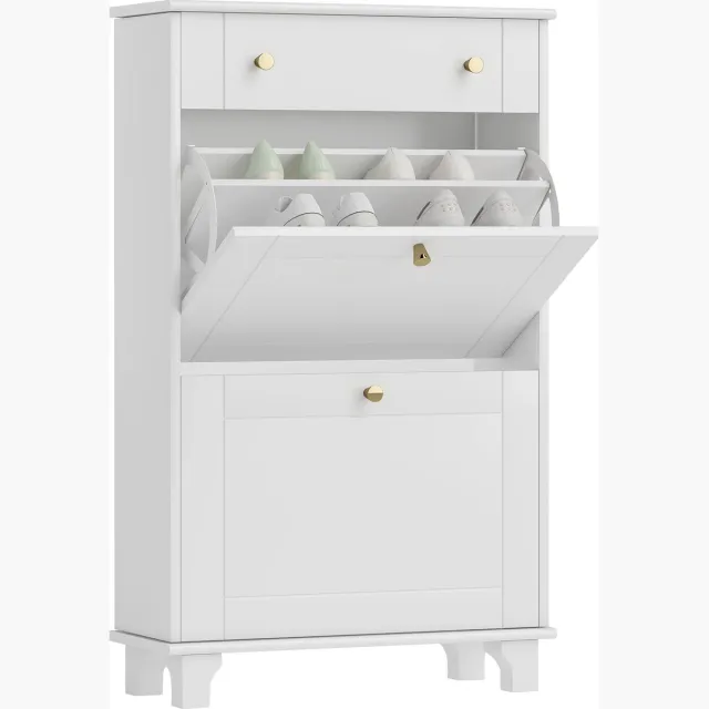 Homcom Klapbare schoenenkast - Spaanplaat - 60x23,5x98,5cm - Wit