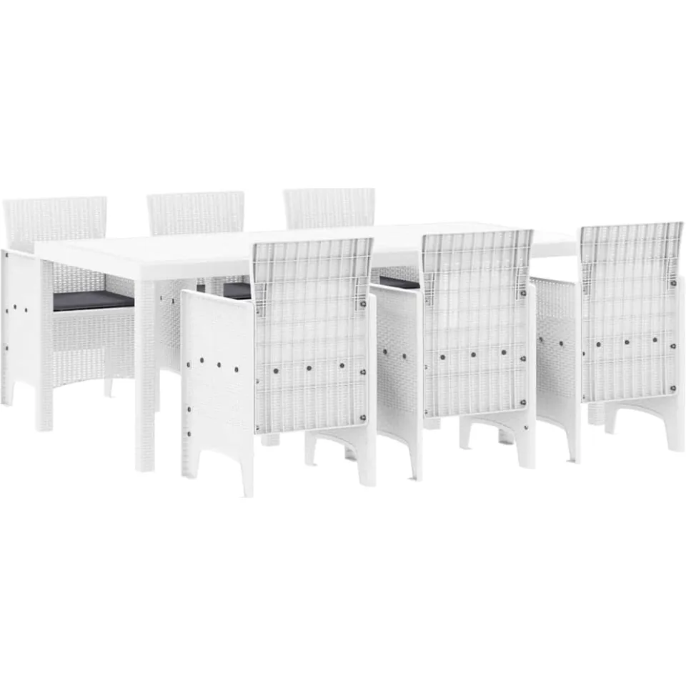 vidaXL Tuin eettafelset 7 st Wit Polypropyleen