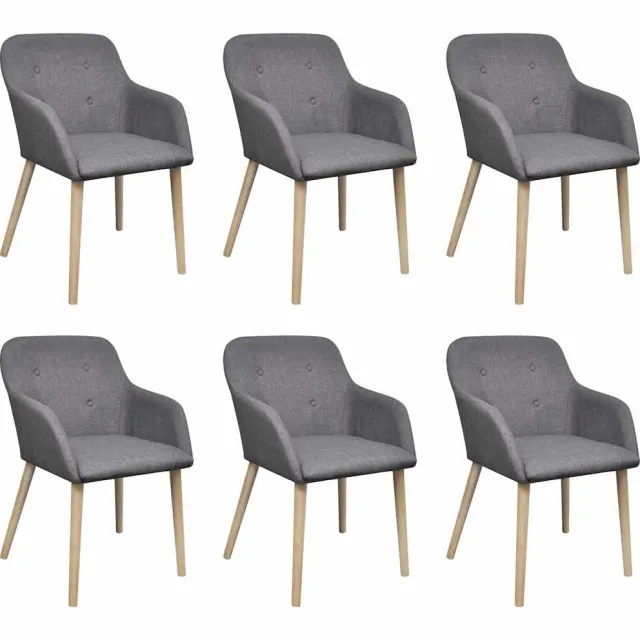 vidaXL Eetkamerstoelen 6 st stof en massief eikenhout lichtgrijs