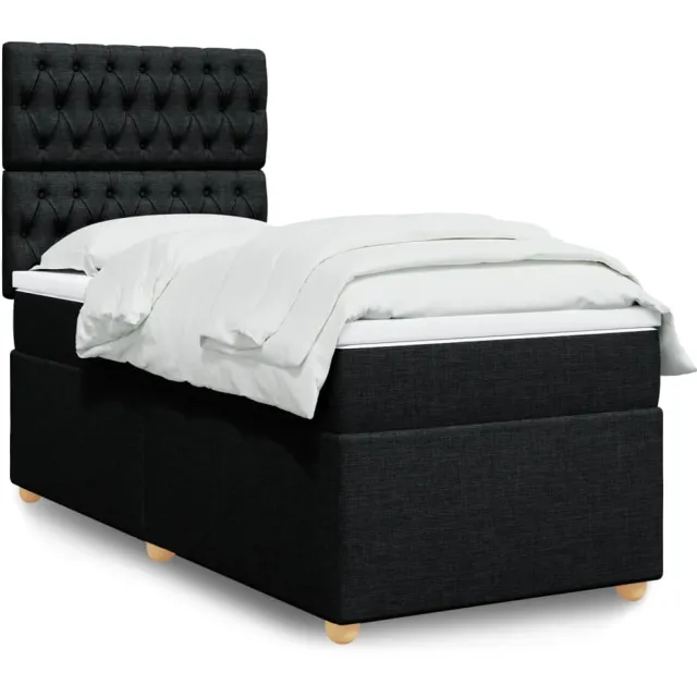 vidaXL Boxspring met matras stof zwart 90x190 cm