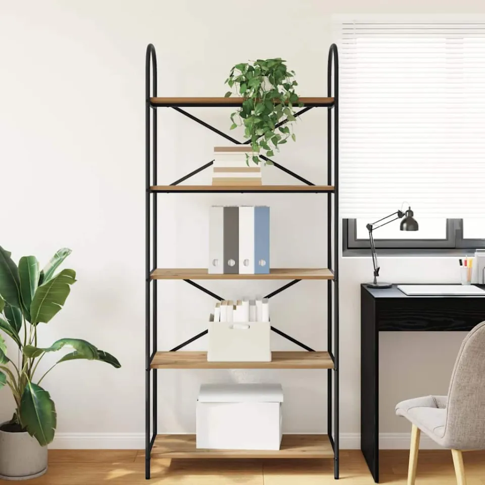 vidaXL Boekenkast 5-laags 80 x 30 x 183 cm Bewerkt hout Artisan Eiken, foto 4