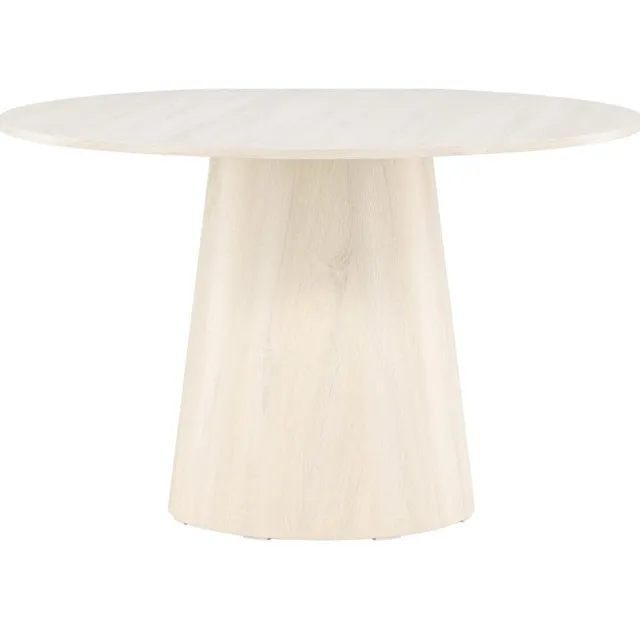 QUVIO Eettafel - Ronde Whitewash - Moderne Elegantie - Duurzaam MDF-Materiaal Gebroken wit