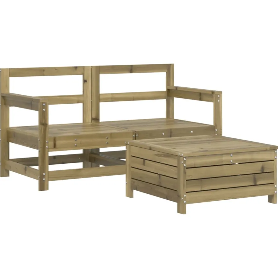 vidaXL 3-delige Loungeset geïmpregneerd grenenhout bruin, foto 3
