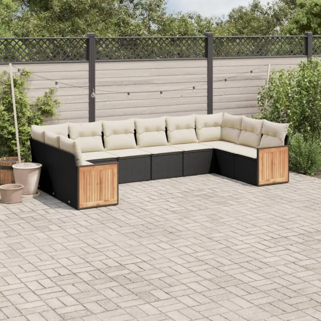 vidaXL 10-delige Loungeset met kussens poly rattan zwart, foto 2