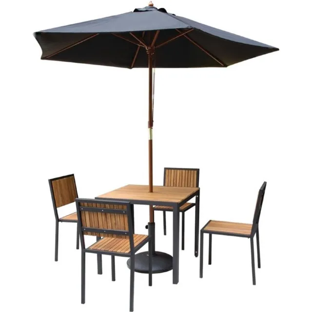 Bolero Vierkante Stalen En Acaciahouten Tafel 80x80cm DS152 Bruin; Zwart