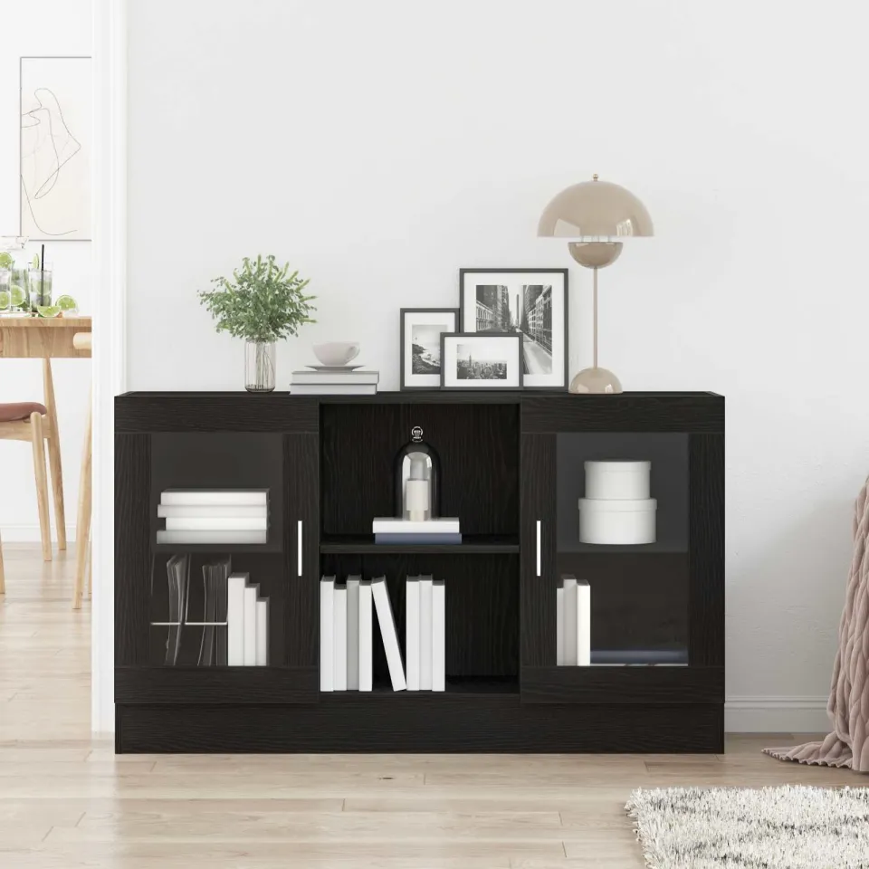 vidaXL Dressoir Zwart Eiken 120 x 30,5 x 70 cm Bewerkt hout, foto 4