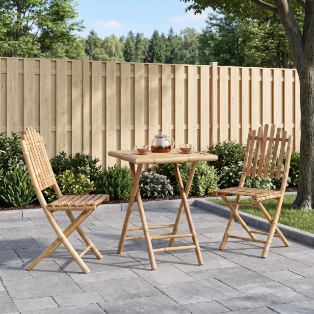 vidaXL Vouwbare tuin eetset 3 st Naturel Bamboe, foto 2