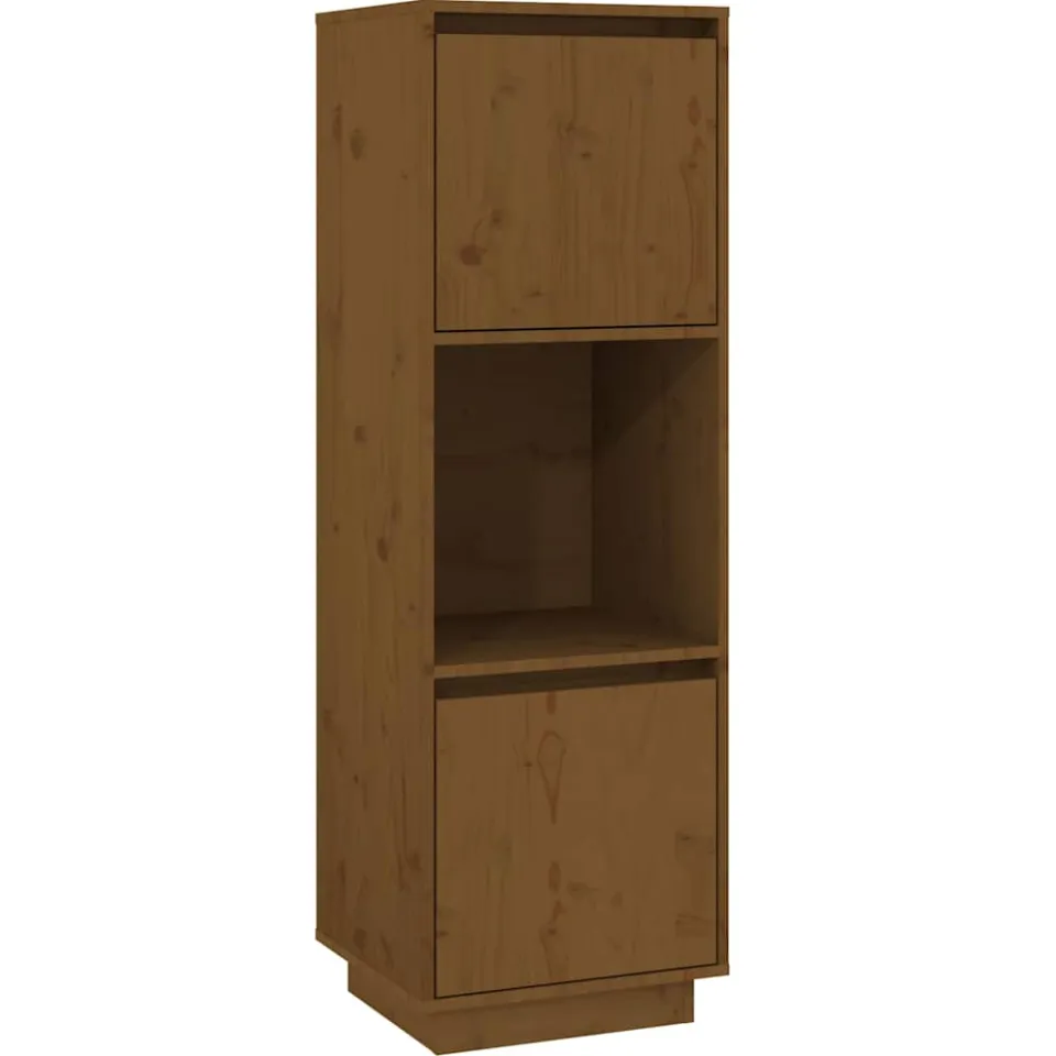 vidaXL Hoge kast 38x35x117 cm massief grenenhout honingbruin