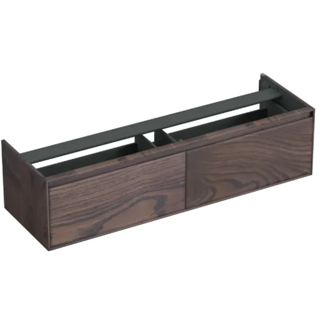 Forzalaqua Onderkast Forzalaqua Reno 160x51x40 Cm 2 Lades Softclose Eiken Charcoal Bruin