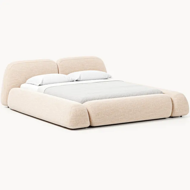 Westwing Collection Bouclé gestoffeerd bed Wolke met opbergruimte Roze