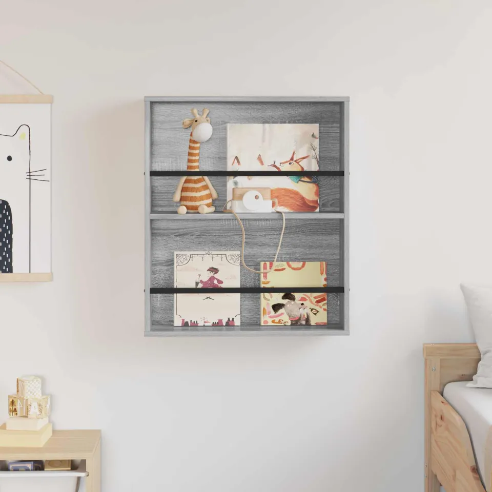 vidaXL Tijdschrift Rek Grijs Sonoma 60 x 12 x 70 cm Bewerkt hout, foto 4