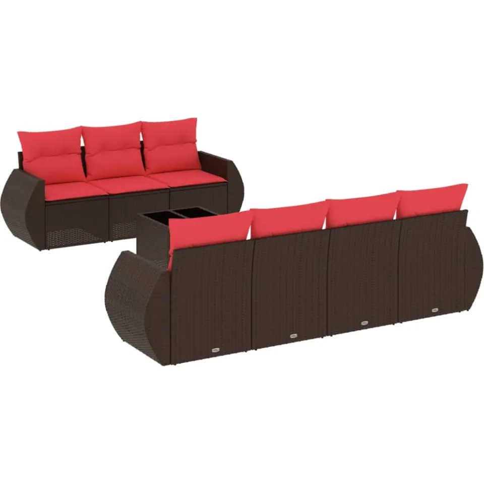 vidaXL 8-delige tuinbankset met kussens, bruin polyrotan, foto 3