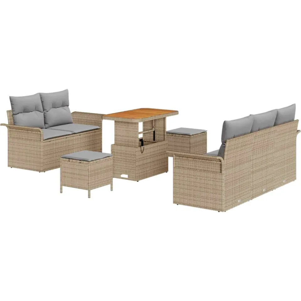 vidaXL Tuinbankenset 8 st Beige poly rattan